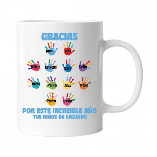 Taza Personalizada con Huellas de Colores con Nombres de Alumnos Azul [0]