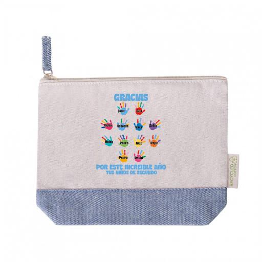 Neceser Personalizado con Huellas de Colores con Nombres de Alumnos Azul [0]