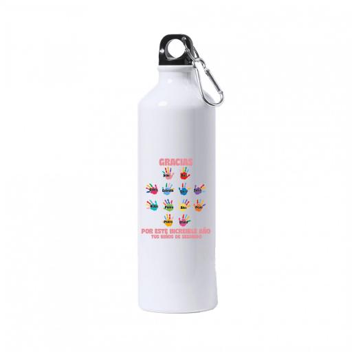 Botella Personalizada con Huellas de Colores con Nombres de Alumnos Rosa [0]