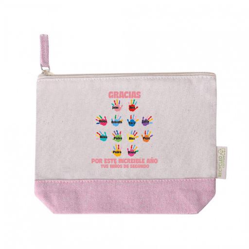 Neceser Personalizado con Huellas de Colores con Nombres de Alumnos Rosa [0]