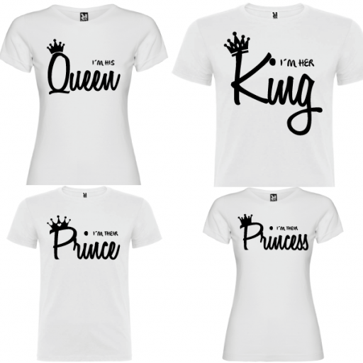 4 camisetas blancas Familia Queen y King