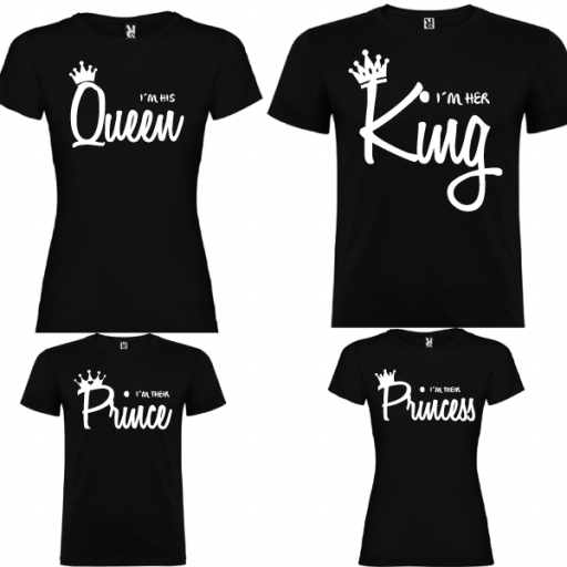 4 camisetas negras Familia Queen y King