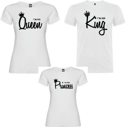 3 camisetas blancas Familia Queen, King y princess [0]