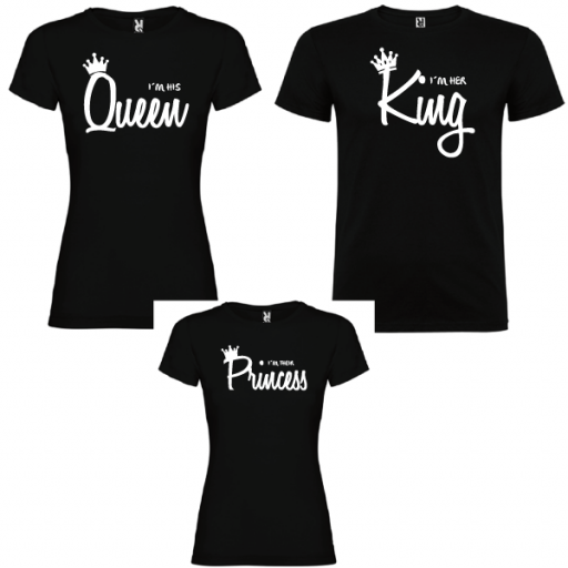 3 camisetas negras Familia Queen, King y princess [0]