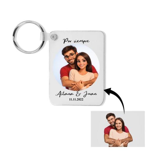 Llavero Madera Personalizado Foto Efecto Dibujos Animados