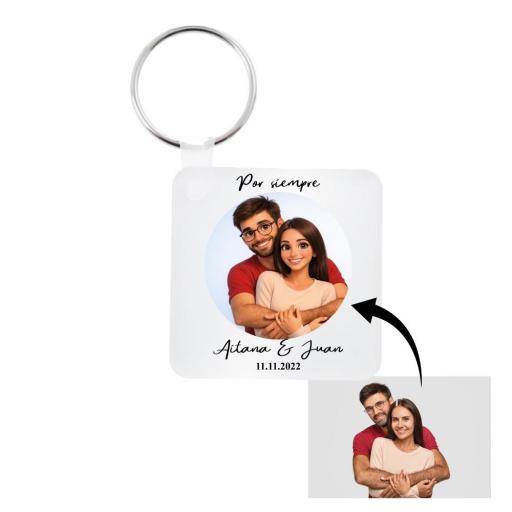 Llavero Madera Personalizado Foto Efecto Dibujos Animados