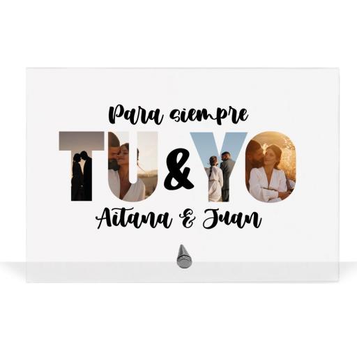 Metacrilato Personalizado Tu y Yo con Fotos y Nombres