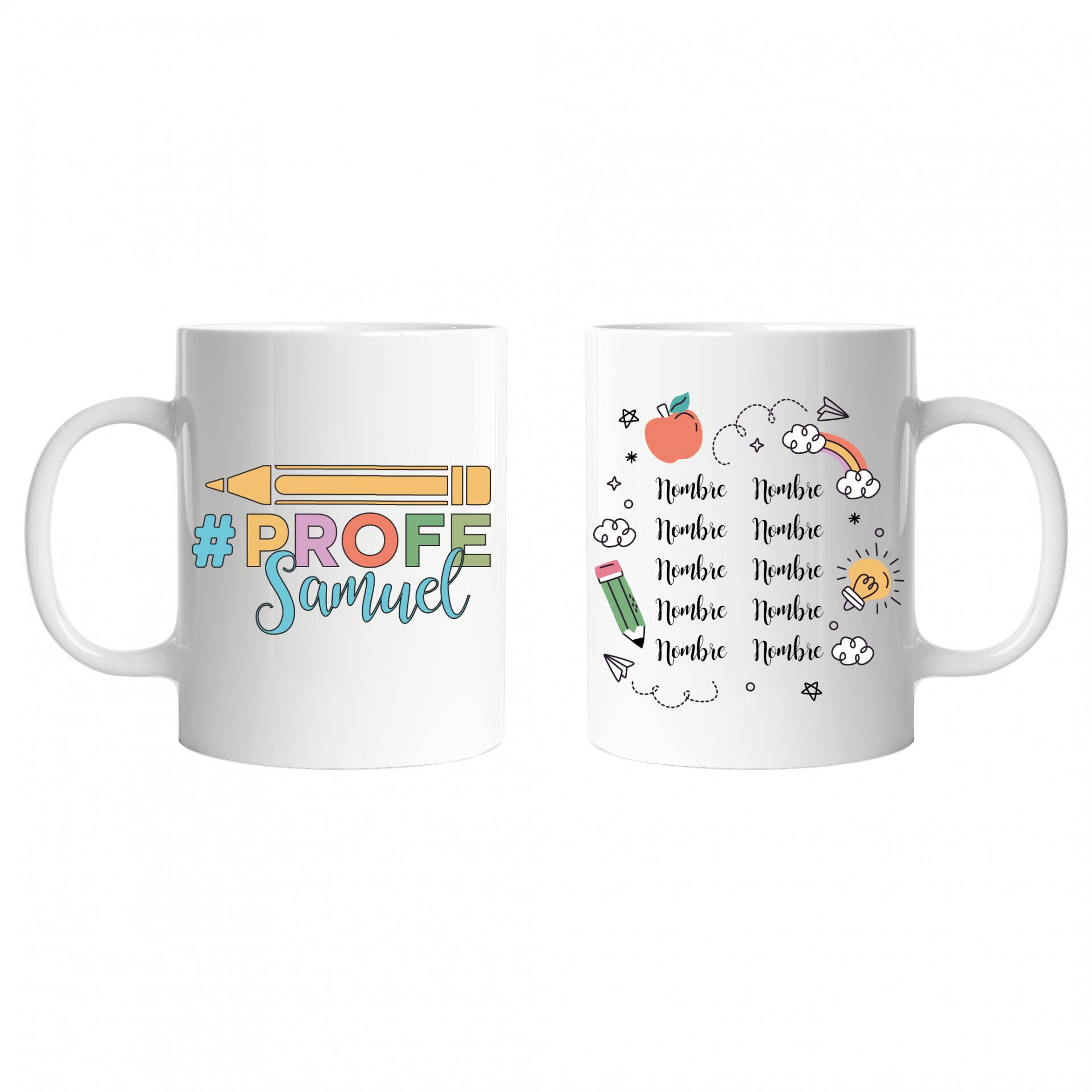 Taza Personalizada Maestro con Nombre Colorido y nombre de los alumnos