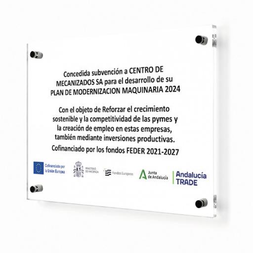 Placa de Metacrilato con Tornillos - Placa Identificativa Subvención Oficial [0]