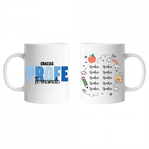 Taza Personalizada Profe con Nombre Letras de Colores Azul [0]