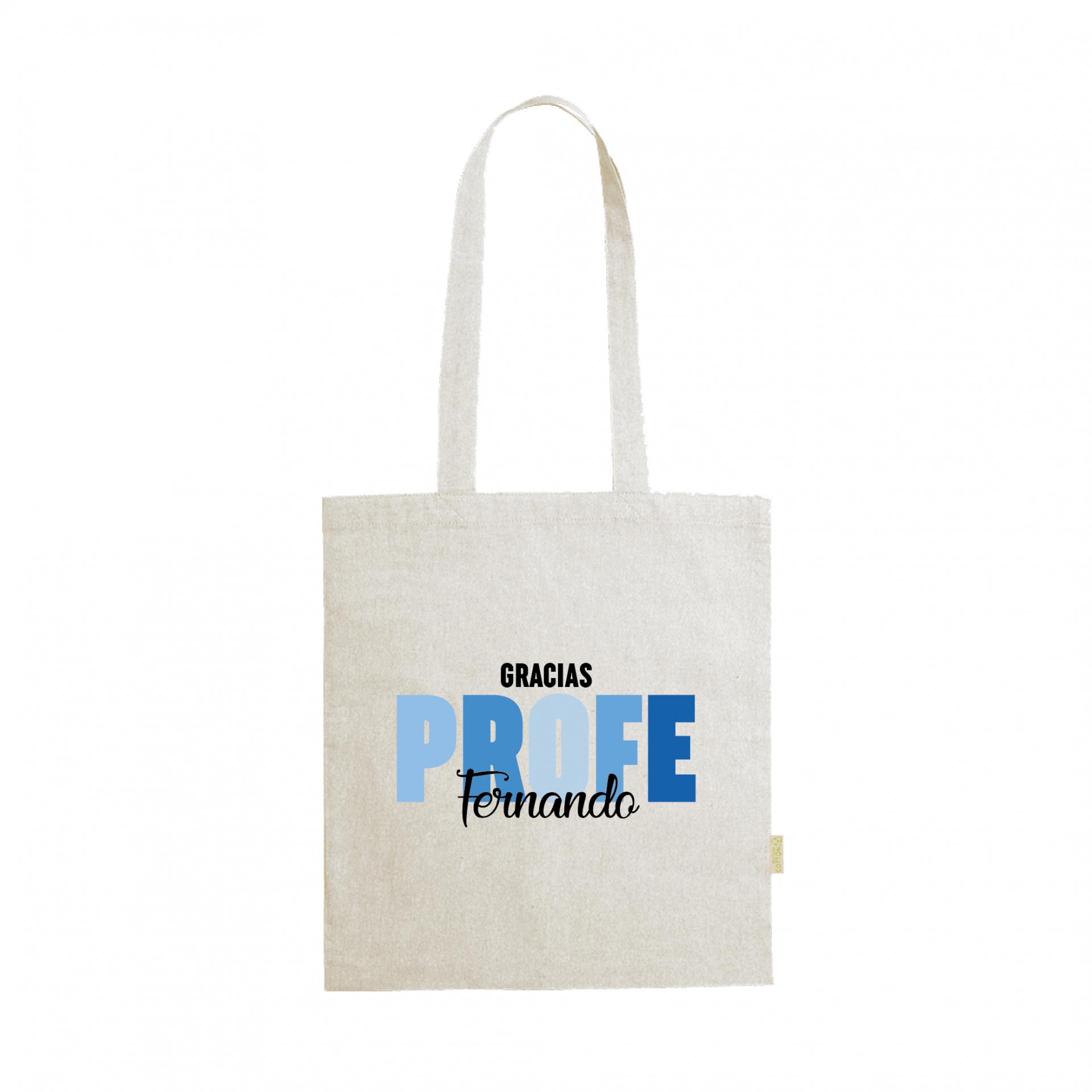 Bolso Personalizado Profe con Nombre Letras de Colores Azul