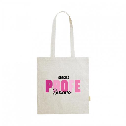 Bolso  Personalizado Profe con Nombre Letras de Colores Rosa [0]