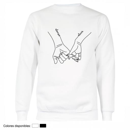 Sudadera Dibujo Manos Pareja con Nombres [1]