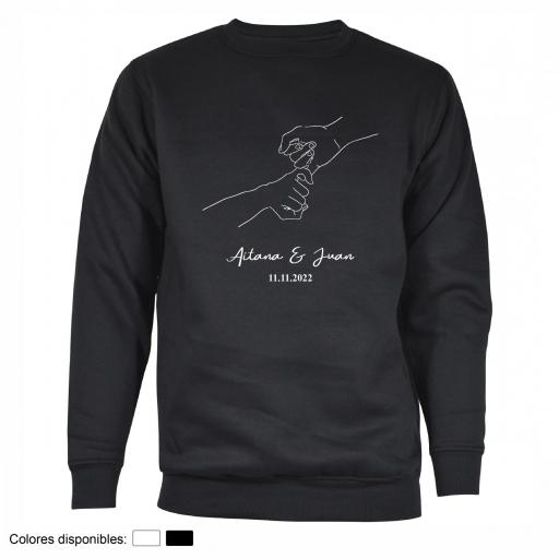 Sudadera Dibujo Manos San Valentín con Nombre y Fecha [1]