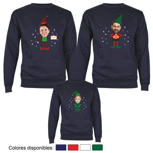 3 Sudaderas Navidad Cuerpo de Elfo con Cara Real [2]