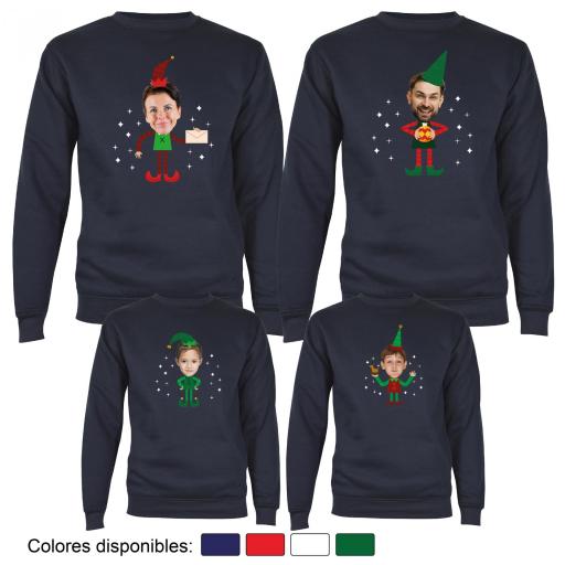 4 Sudaderas Navidad Cuerpo de Elfo con Cara Real [3]