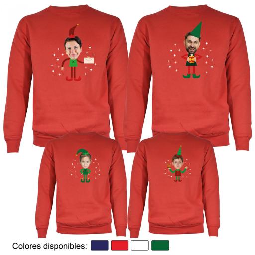 4 Sudaderas Navidad Cuerpo de Elfo con Cara Real [1]