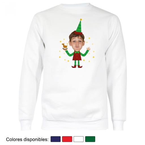 1 Sudadera Navidad Cuerpo de Elfo Divertido con Cara 