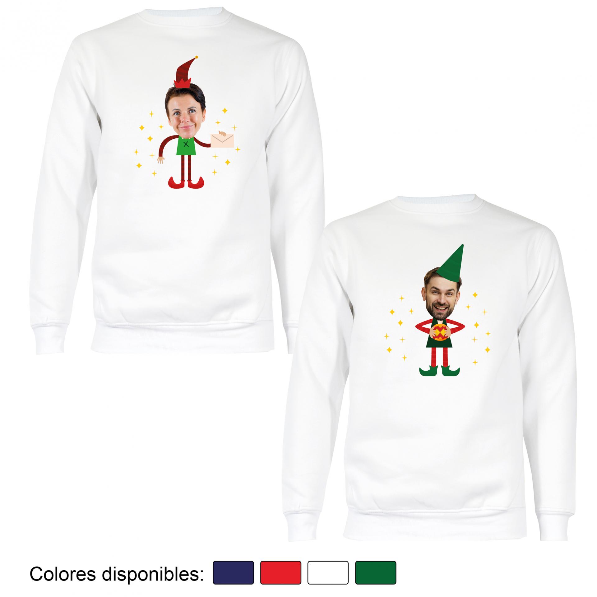 2 Sudaderas Navidad Cuerpo de Elfo Divertido con Cara