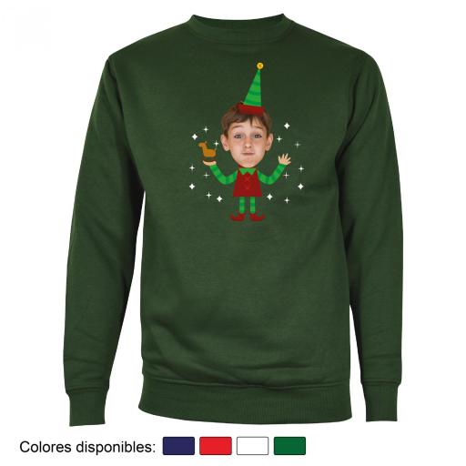 1 Sudadera Navidad Cuerpo de Elfo Divertido con Cara  [1]