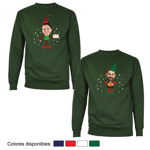 2 Sudaderas Navidad Cuerpo de Elfo Divertido con Cara [3]