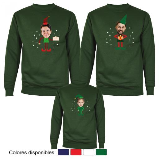3 Sudaderas Navidad Cuerpo de Elfo con Cara Real [1]