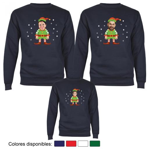 3 Sudaderas Navidad Cuerpo de Elfo con Cara Real [1]