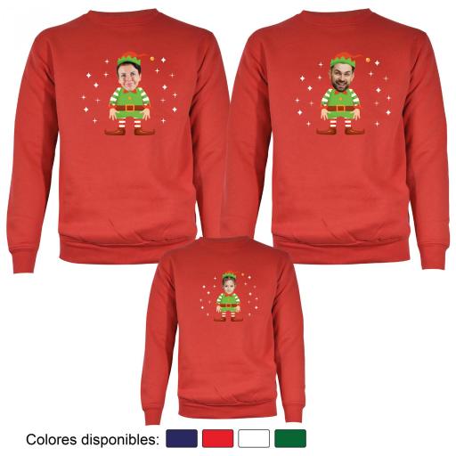 3 Sudaderas Navidad Cuerpo de Elfo con Cara Real [2]