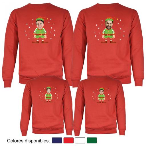 4 Sudaderas Navidad Cuerpo de Elfo con Cara Real [2]