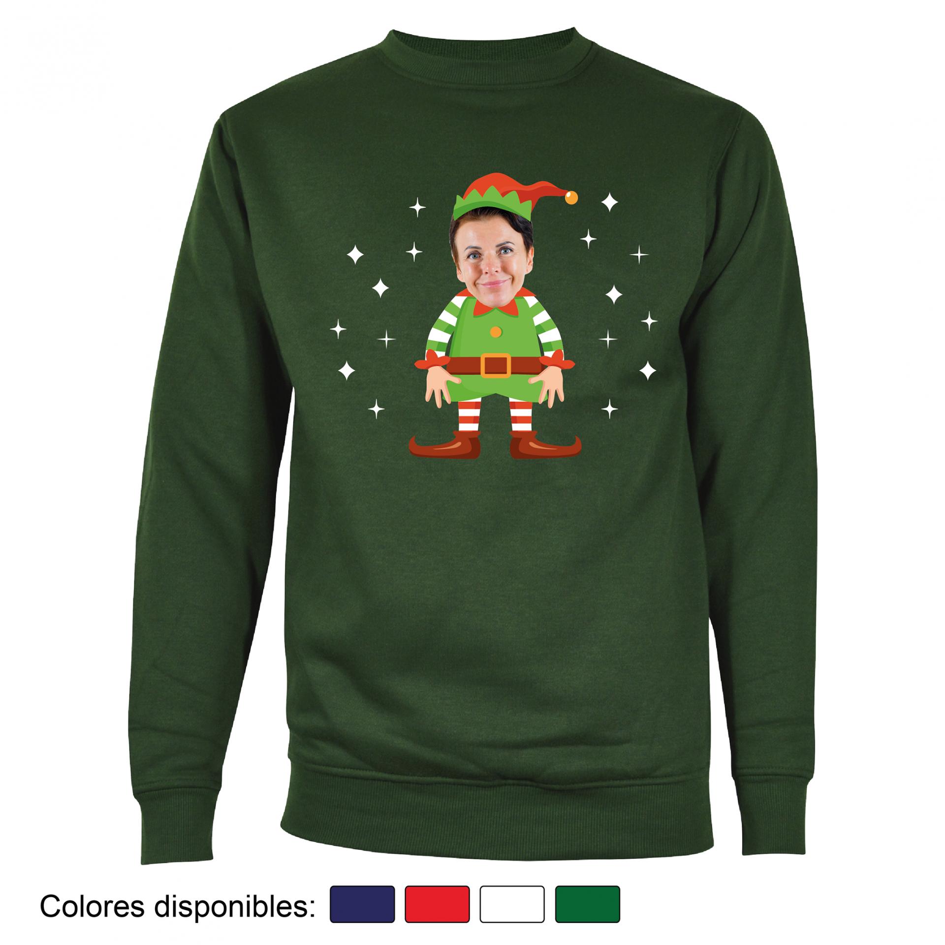 1 Sudadera Navidad Cuerpo de Elfo con Cara Real
