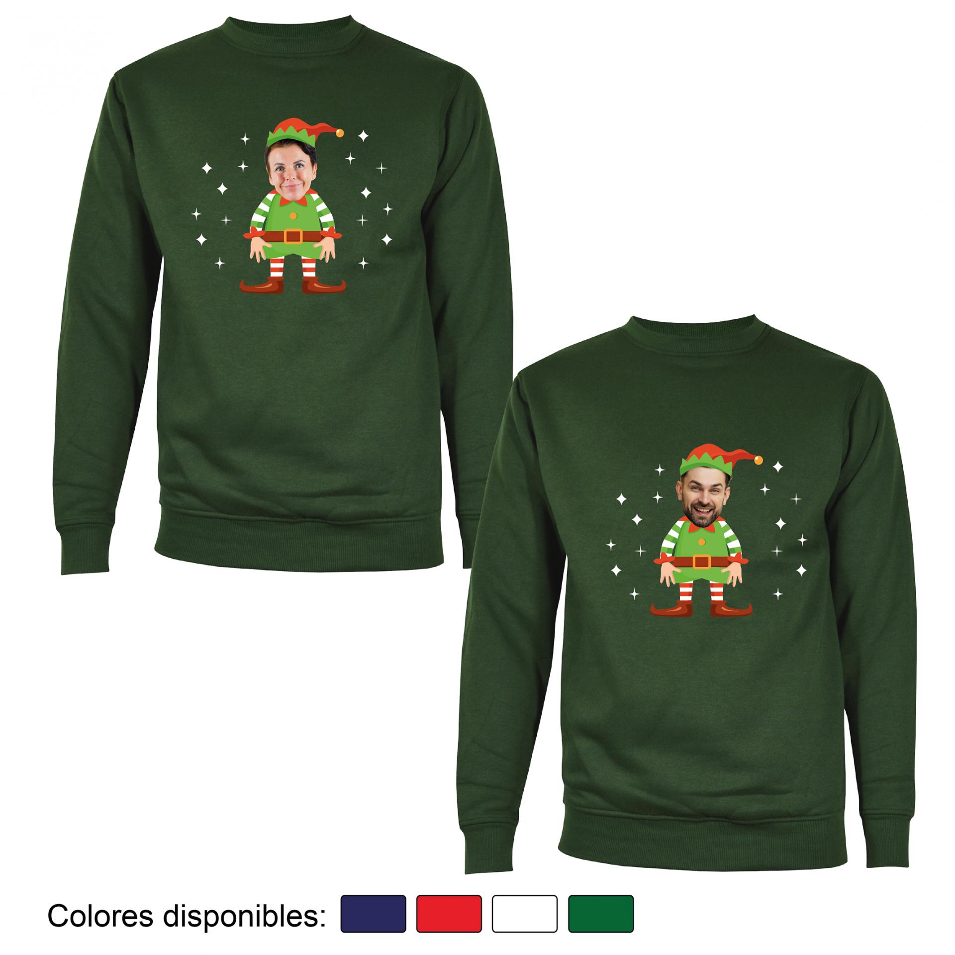 2 Sudaderas Navidad Cuerpo de Elfo con Cara Real