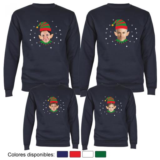 4 Sudaderas Navidad Elfo con Cara Real [2]