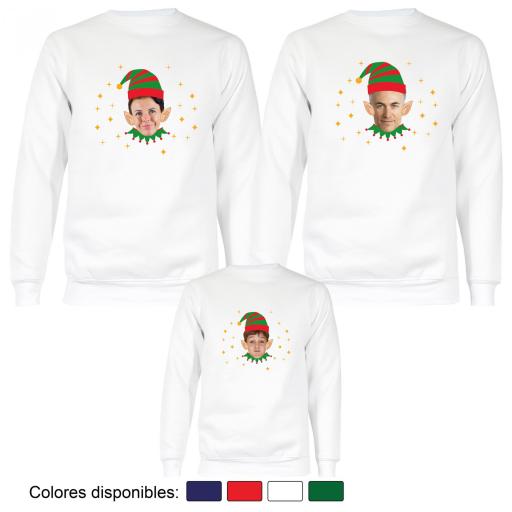 3 Sudaderas Navidad Elfo con Cara Real [1]