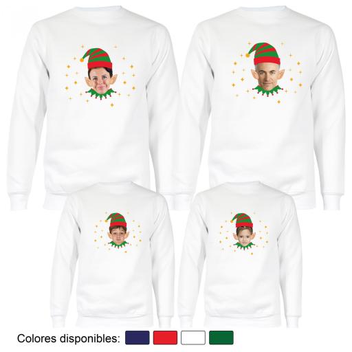 4 Sudaderas Navidad Elfo con Cara Real [3]