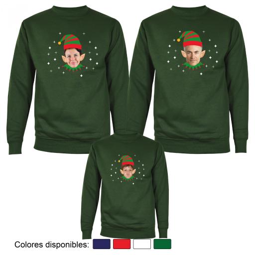 3 Sudaderas Navidad Elfo con Cara Real [2]
