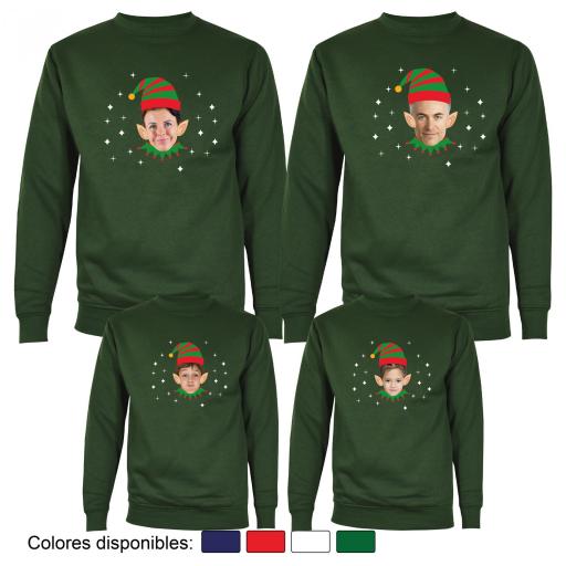 4 Sudaderas Navidad Elfo con Cara Real [1]