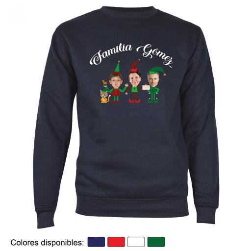1 Sudadera Navidad Familia de Elfos con Cara Real