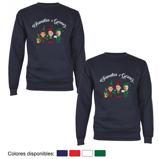 2 Sudaderas Navidad Familia de Elfos con Cara Real