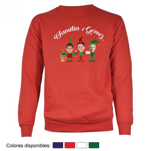 1 Sudadera Navidad Familia de Elfos con Cara Real [2]