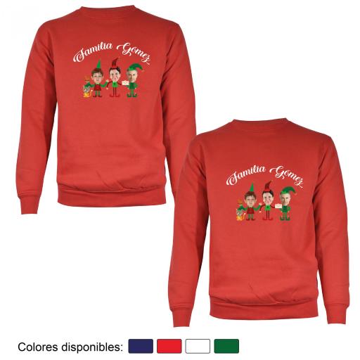 2 Sudaderas Navidad Familia de Elfos con Cara Real [2]
