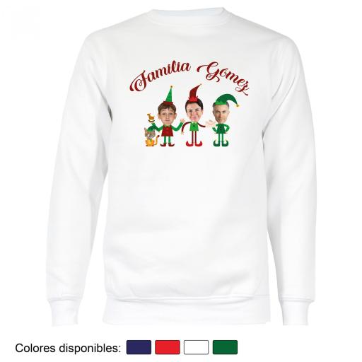 1 Sudadera Navidad Familia de Elfos con Cara Real [3]