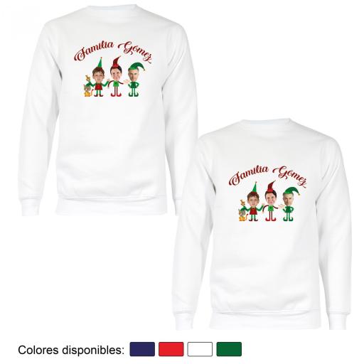 2 Sudaderas Navidad Familia de Elfos con Cara Real [3]