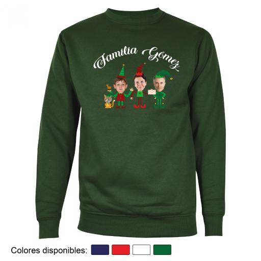 1 Sudadera Navidad Familia de Elfos con Cara Real [1]
