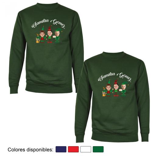 2 Sudaderas Navidad Familia de Elfos con Cara Real [1]