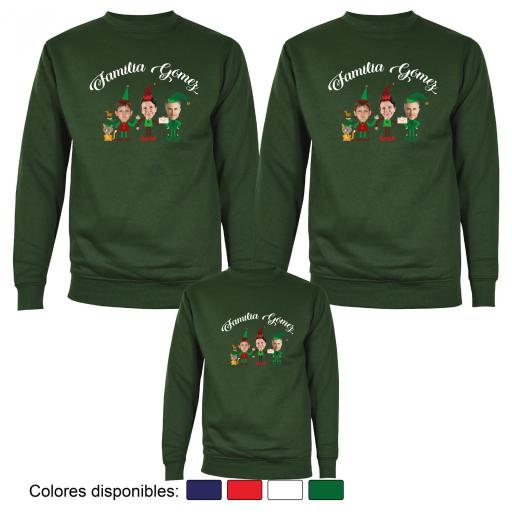 3 Sudaderas Navidad Familia de Elfos con Cara Real [1]