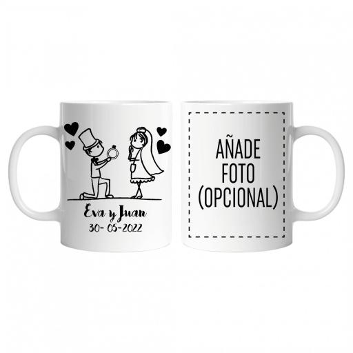 Taza personalizada dibujos boda con nombres y fecha [0]