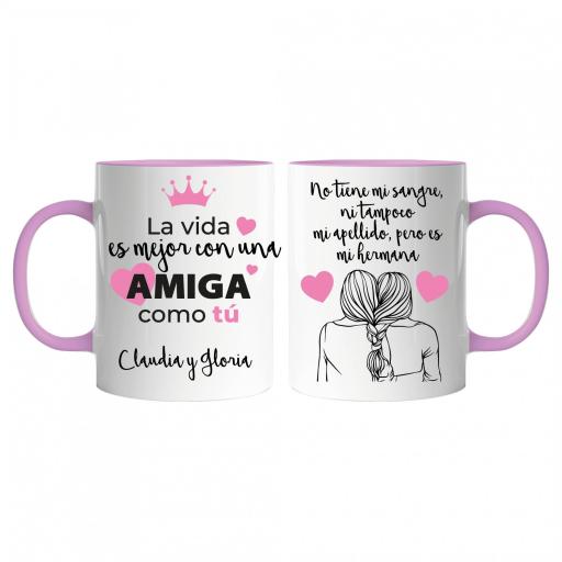 Taza personalizada frase para amiga con nombres