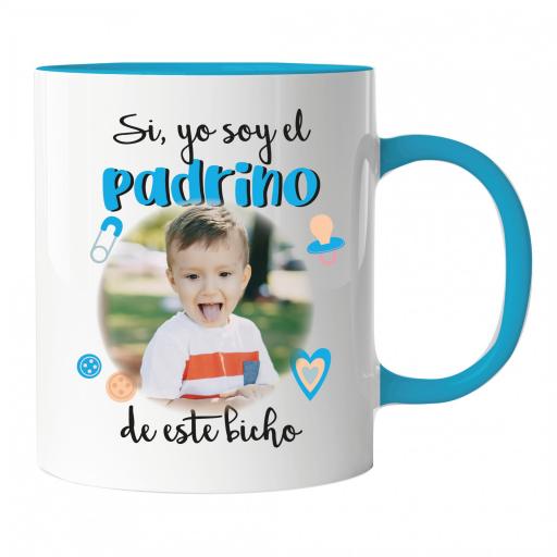 Taza personalizada yo soy la madrina de este bicho Mod Azul [0]