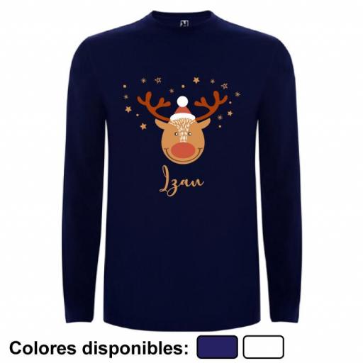 Camiseta Navidad Reno Estrellas con Nombre [1]