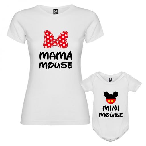 Camiseta Mamá Mouse + Body Mini Mouse 